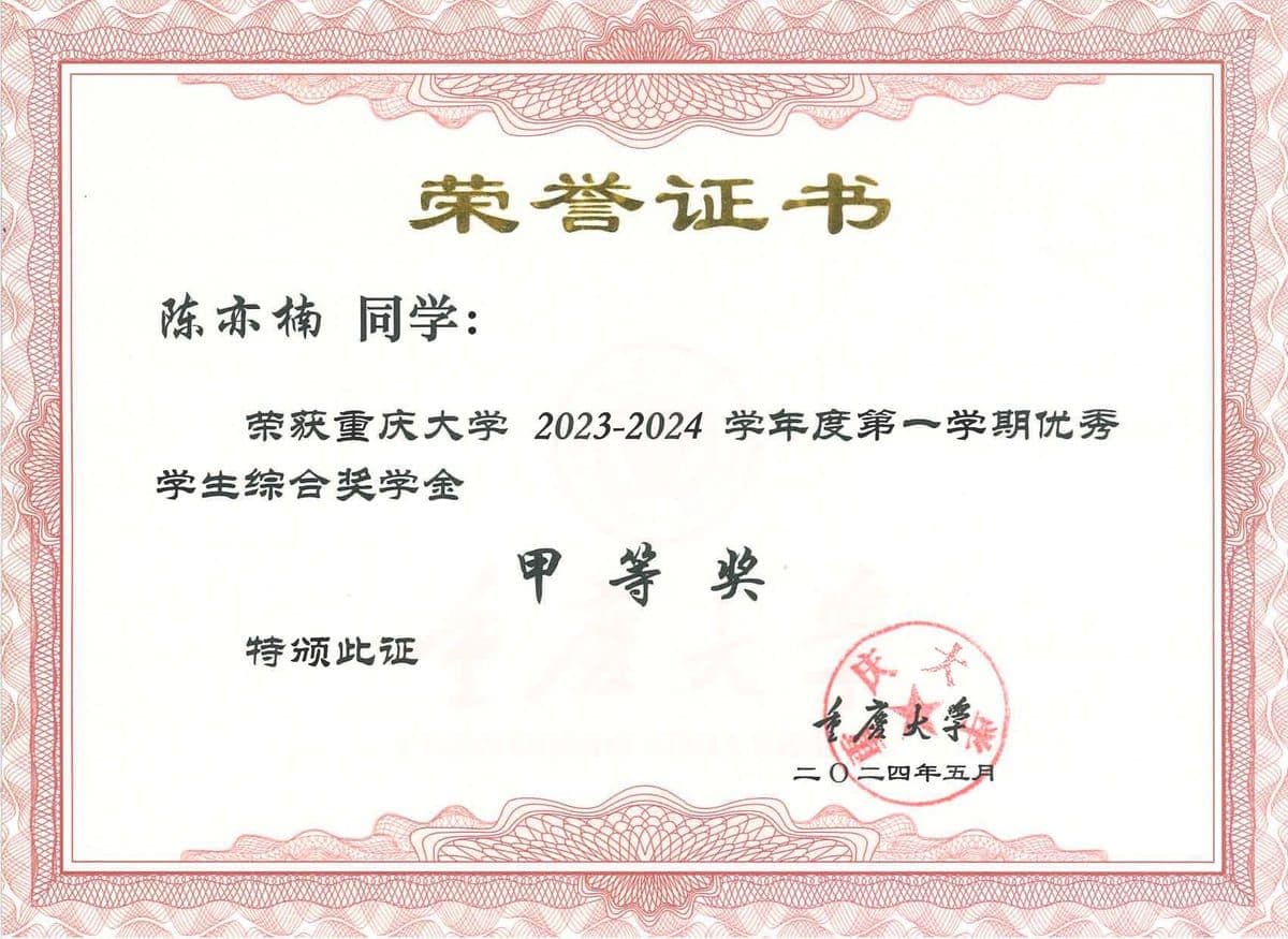 奖学金甲等 2